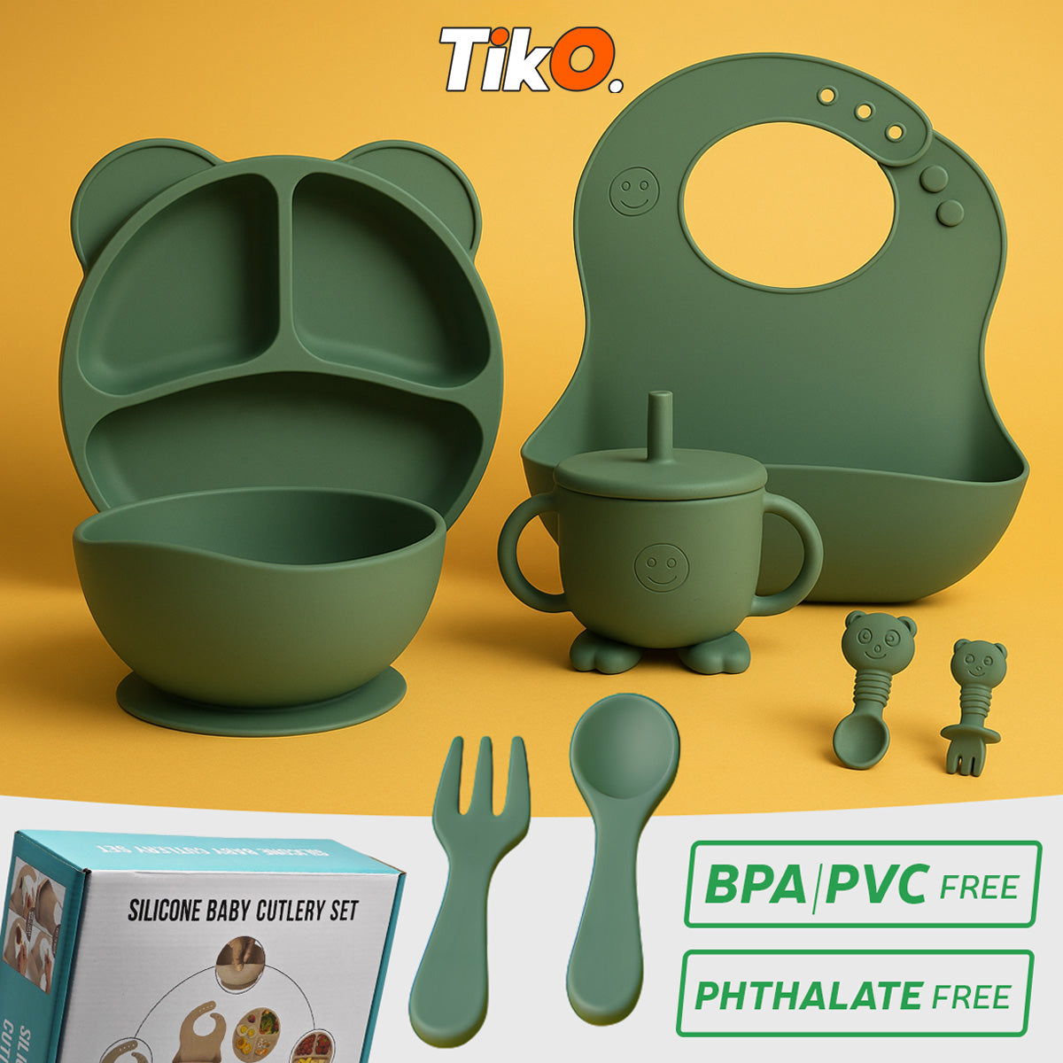 SILIKONSKI SET PRIBORA ZA JELO ZA DECU